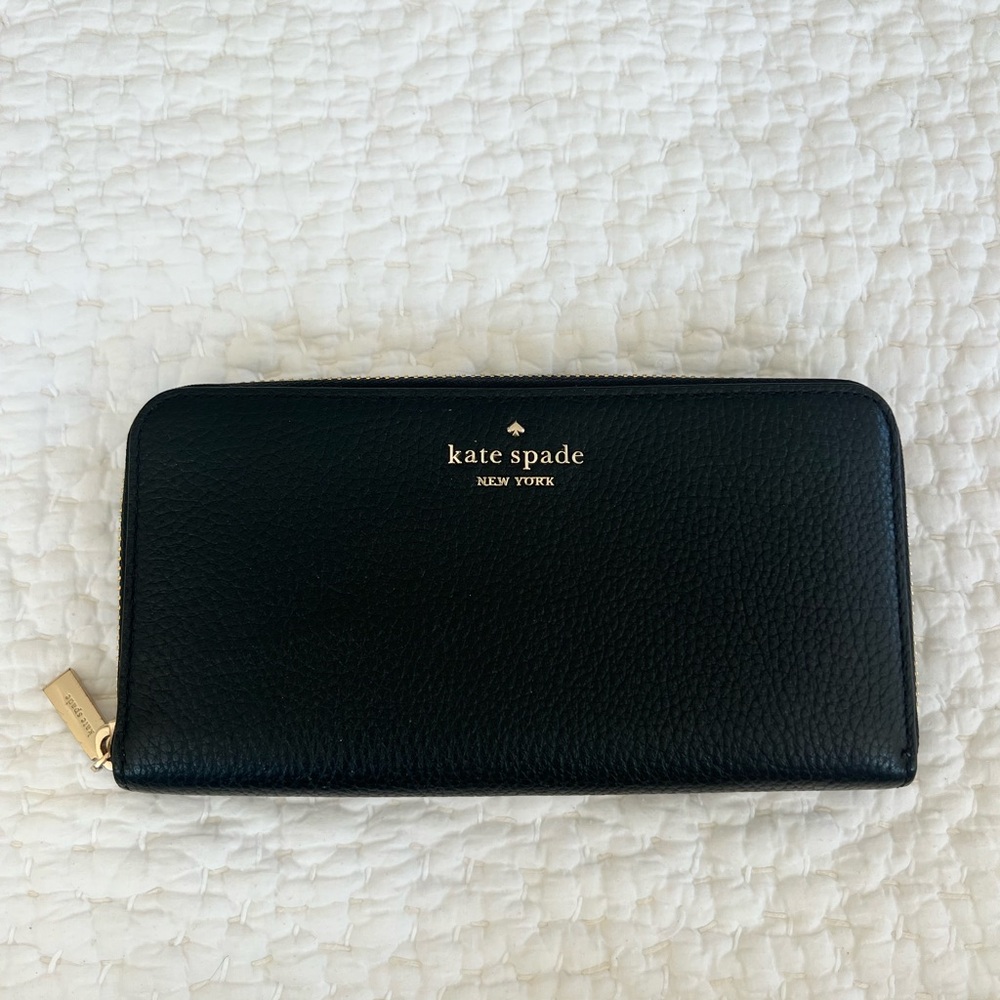 Pebbled Leather Long Zipper Wallet